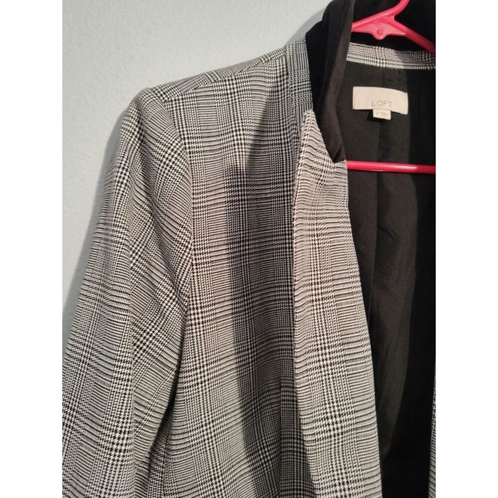 Loft women's black grey white blazer tailored jacket size 8 like new - Picture 13 of 16